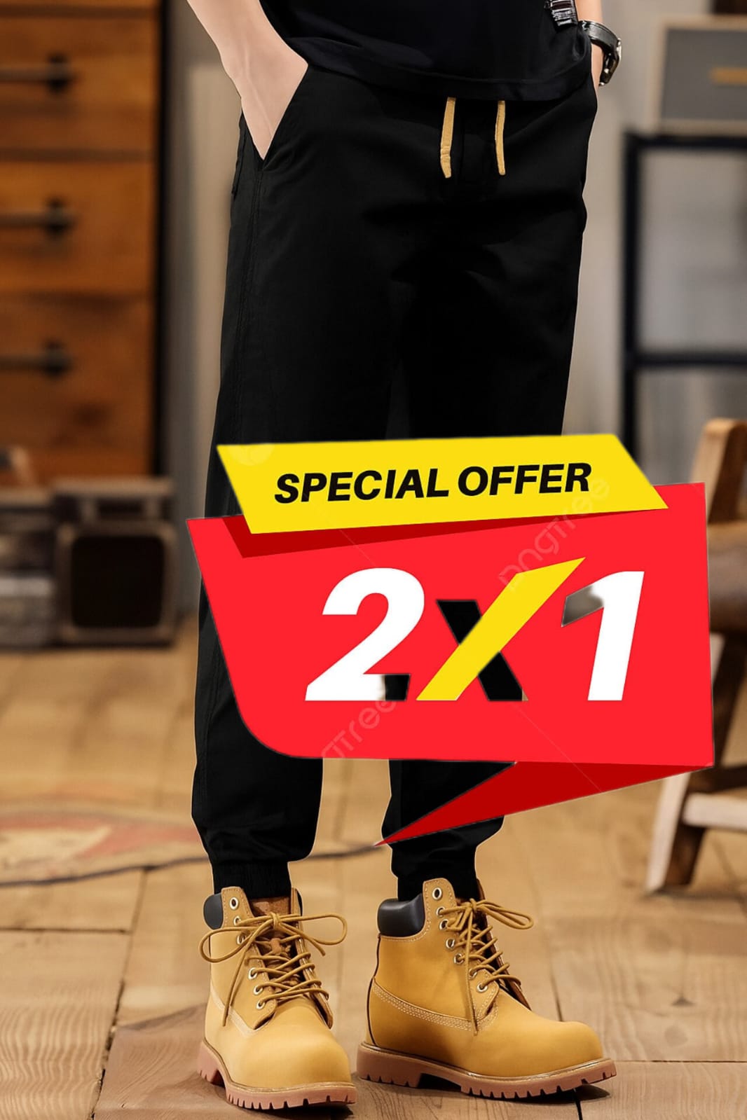2X1 COMBO TIMBERLAND JOGGER NEGRO CAJA
